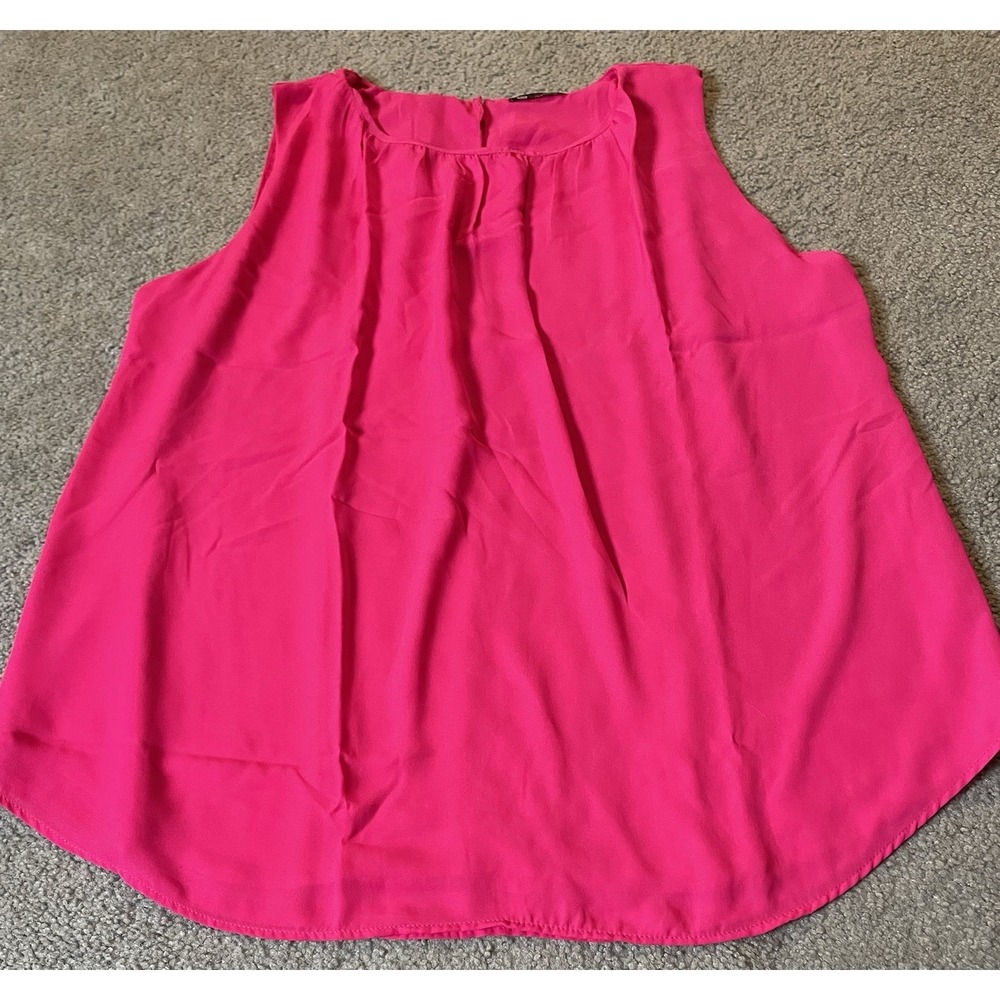 Vtg 80s Vision USA Pullover Blouse 2XL Vibrant Pink Sleeveless Career Party City - Picture 4 of 10